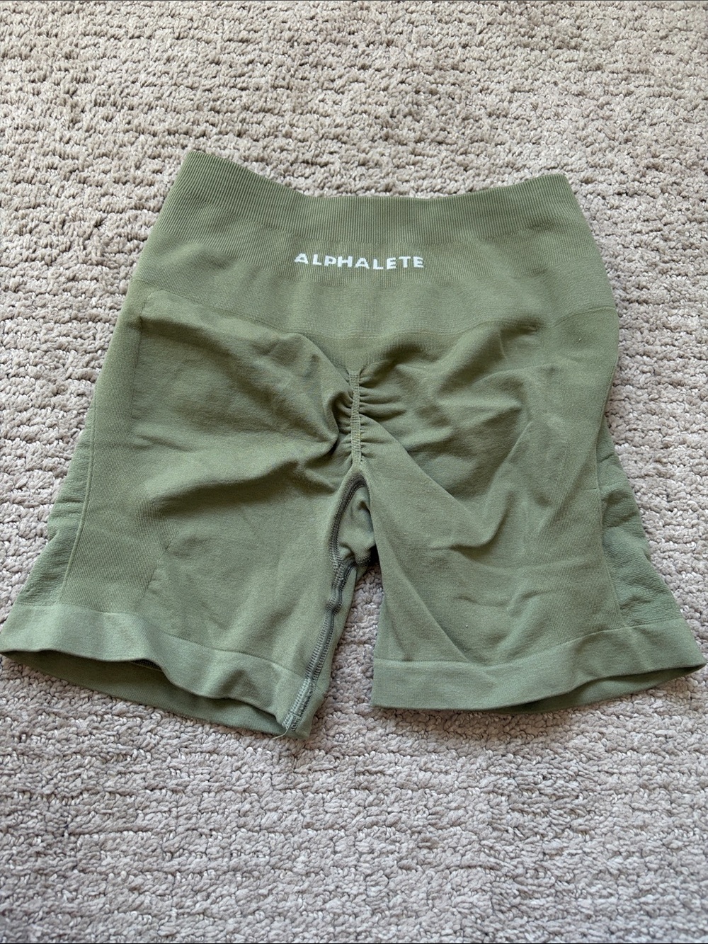 Alphalete Olive High-Waist Scrunch Bike Shorts